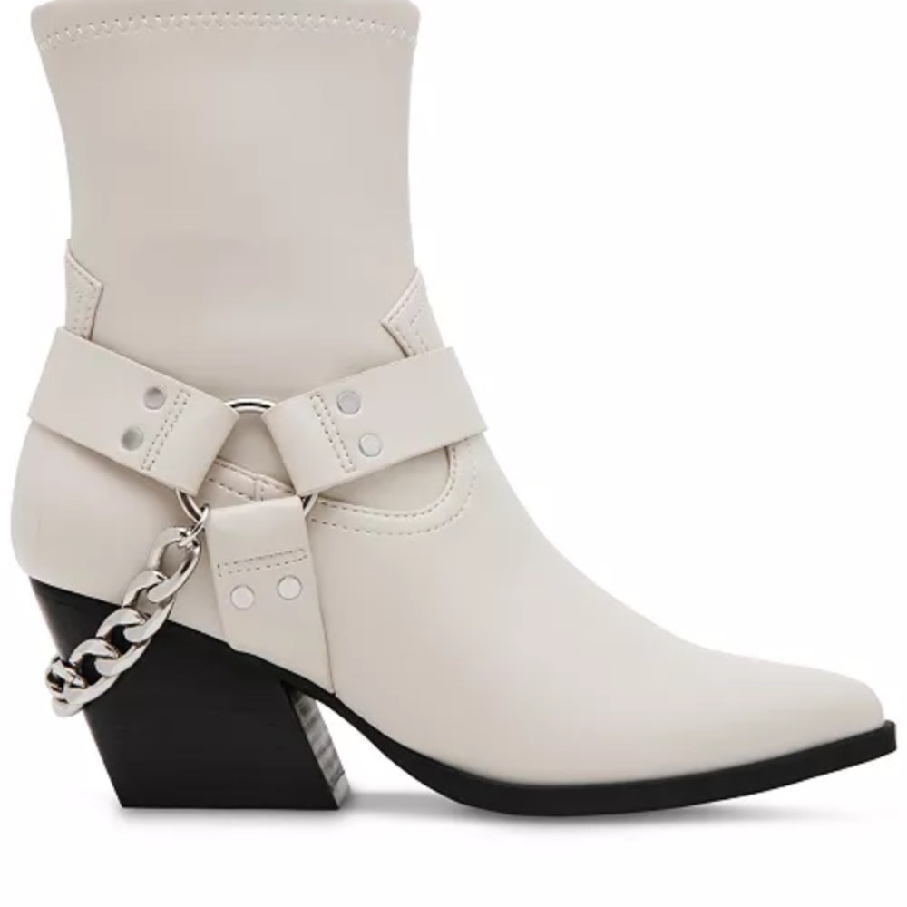 Dolce Vita Cream Ankle Boots with Chain Detail - Picture 1 of 11